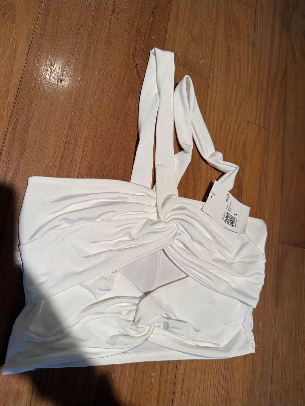 Forever 21 Cream Twist-Front Crop Top